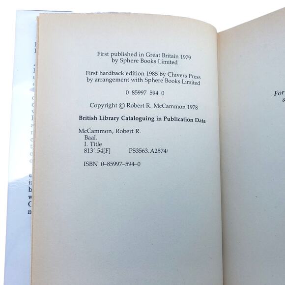 Robert R. McCammon. BAAL. Firecrest/Chivers, 1985. 1st HC/DJ. Very Scarce! - Picture 3 of 7